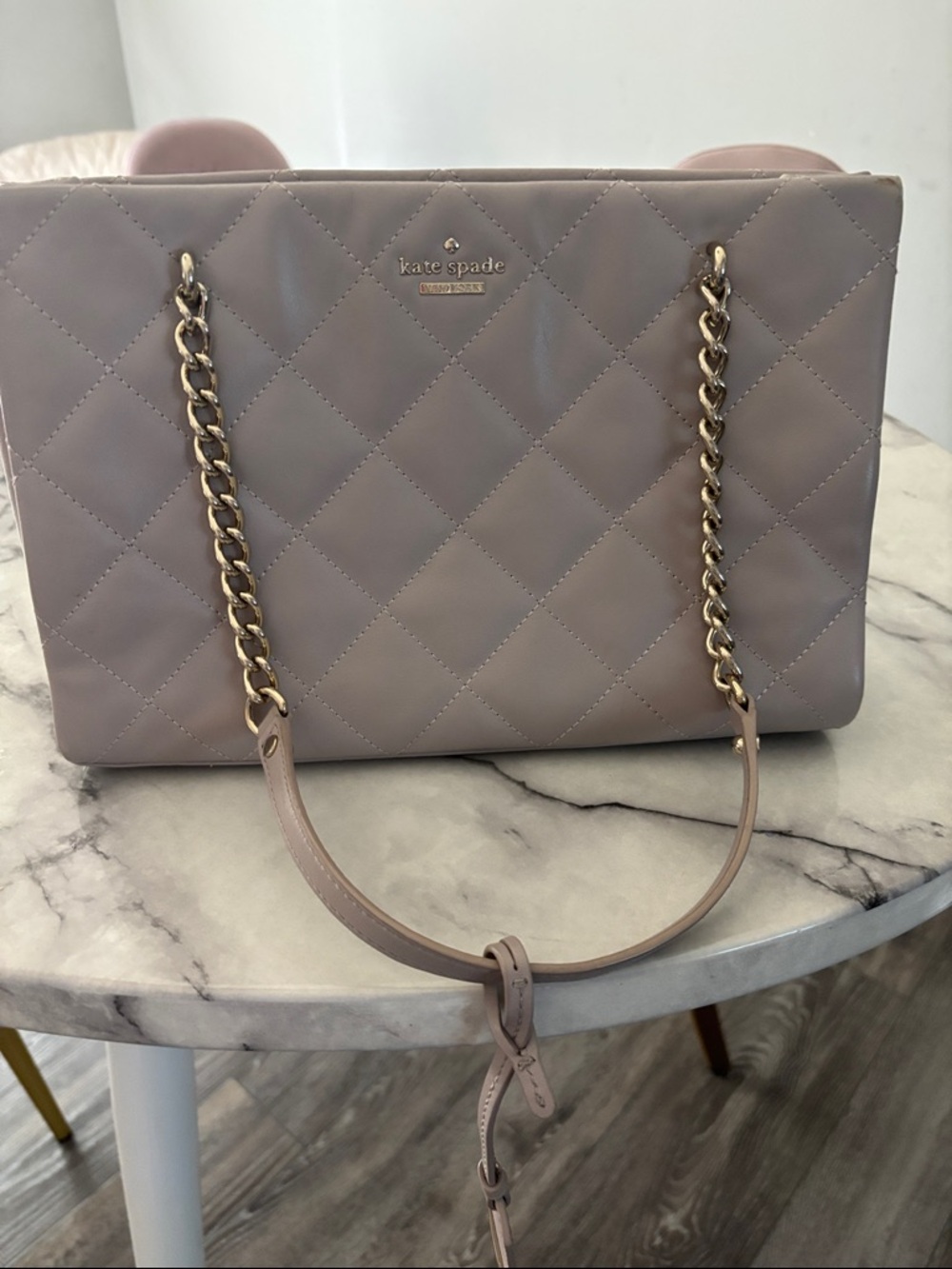 Kate Spade Quilted Leather Shoulder Bag - Mauve Taupe
